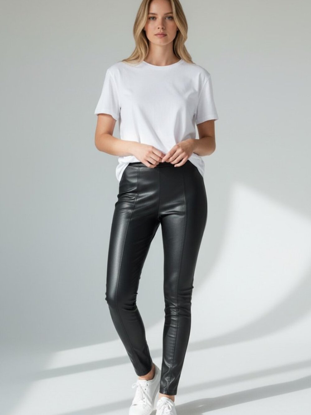 Free People We The Free Black Spitfire Vegan Leather Skinny Pants High Rise 29